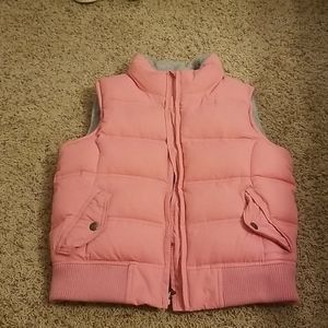 Gap pink gray puffer fleece lined vest 14/16 NWOT